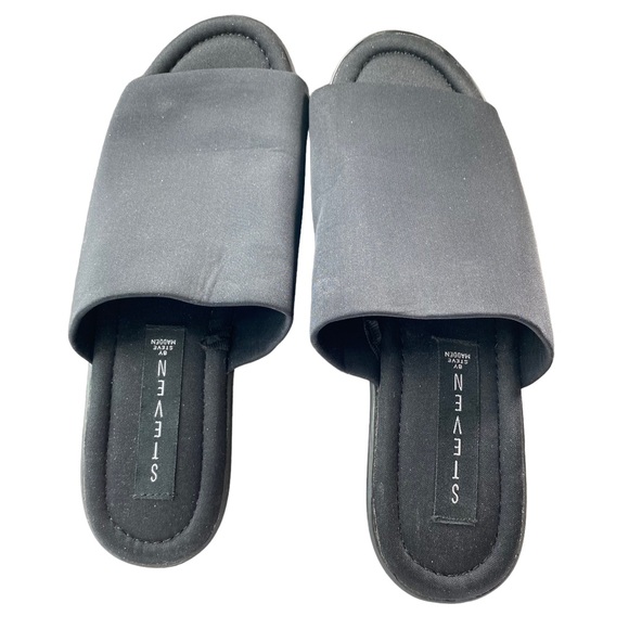 New Steve Madden Black Wedge Slip on Sandal Womens Shoes size 7.5 - Picture 6 of 10